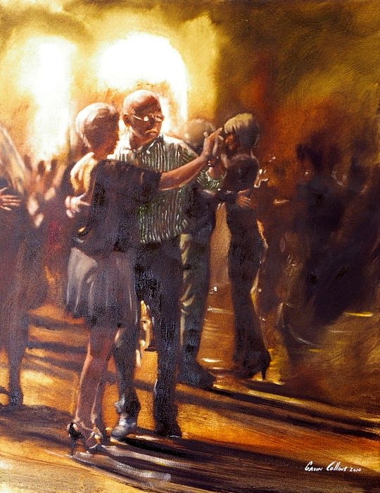 Touching Painting of An Elderly Couple Dancing by Fine Artist, Gavin Collins
