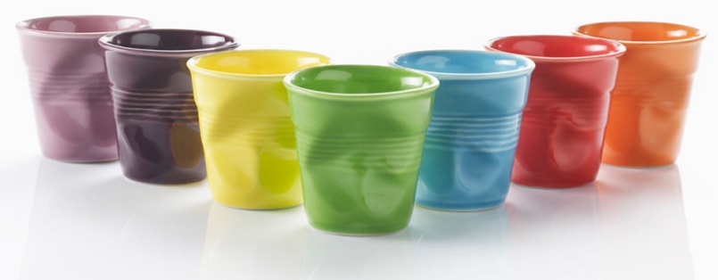 These quirky and colourful glazed porcelain espresso Crush Cups from Revol are designed to look just like disposable paper cups. Use them to serve tapas, olives, dip, and condiments. They are the perfect vehicle for sauce with your steak, or a tiny dessert. They even take an espresso beautifully. They are priced at R150.00 each and available through Yuppiechef. | via http://www.yuppiechef.com/revol-crush.htm?id=7112&name=Revol-Espresso-Crush-Cup-Single